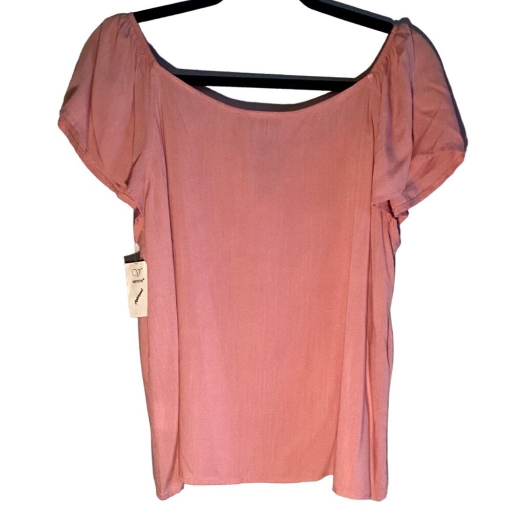 Vertiche Women Pink Summer Blouse NWT Size XL Rounded neck capped short Sleeves - Picture 9 of 10